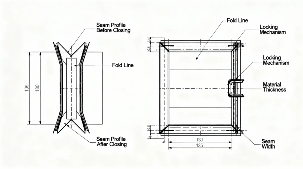 RAS seam profile and seam closing structure