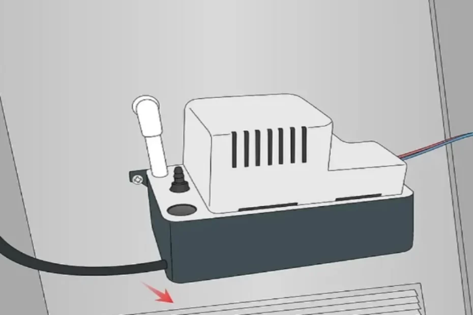 HVAC condensate pump installed beside air handler unit